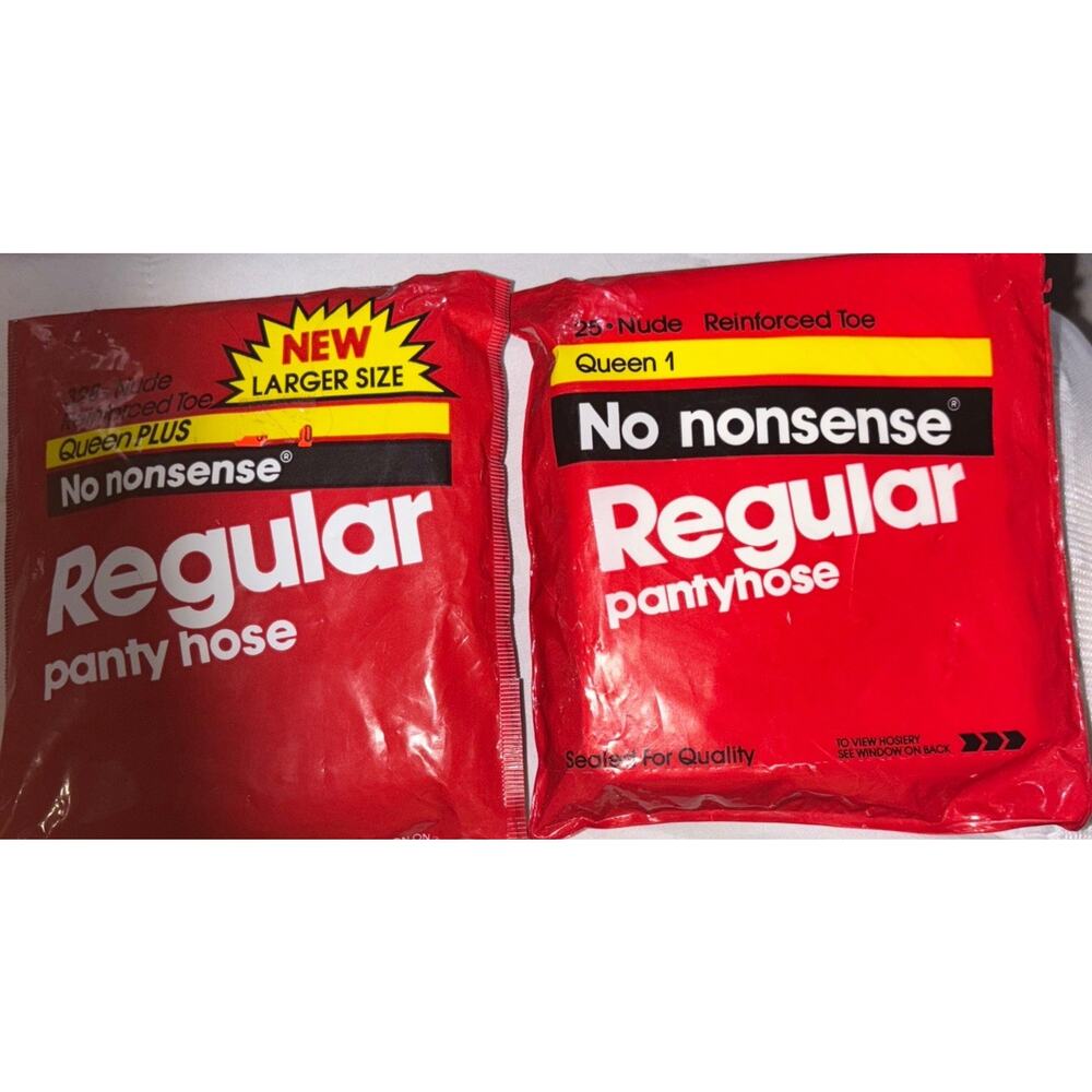 No Nonsense Regular Pantyhose Reinforced Toe size Queen & Queen Plus Nude 2 Pair